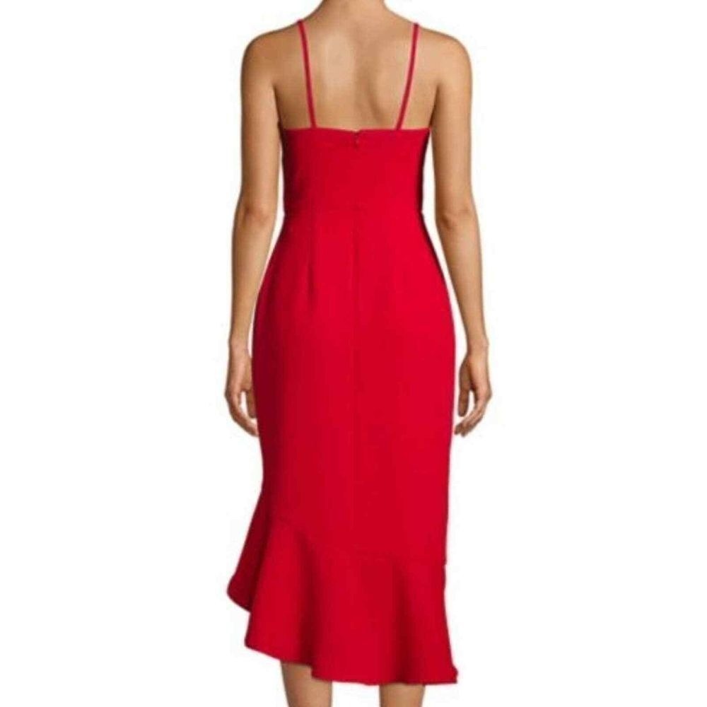 Xscape Red Asymmetrical Ruffle Cocktail Dress Party Glam Date Night Size 10 NWT‎ - Picture 2 of 15